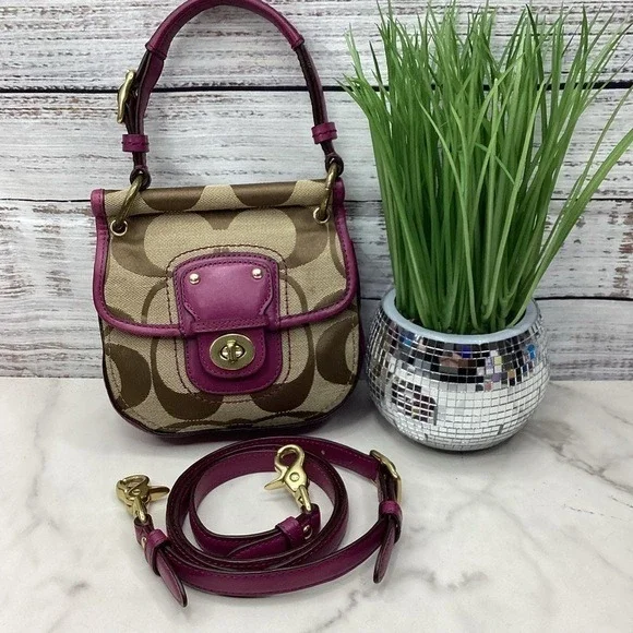 VINTAGE Y2K COACH HAND BAG‎ POPPY MINI WILLIS SIGNATURE CROSSBODY SHOULDER PURSE - Picture 3 of 16